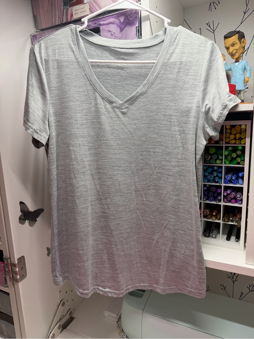 Danskin Light Gray V-Neck Short Sleeve Tee